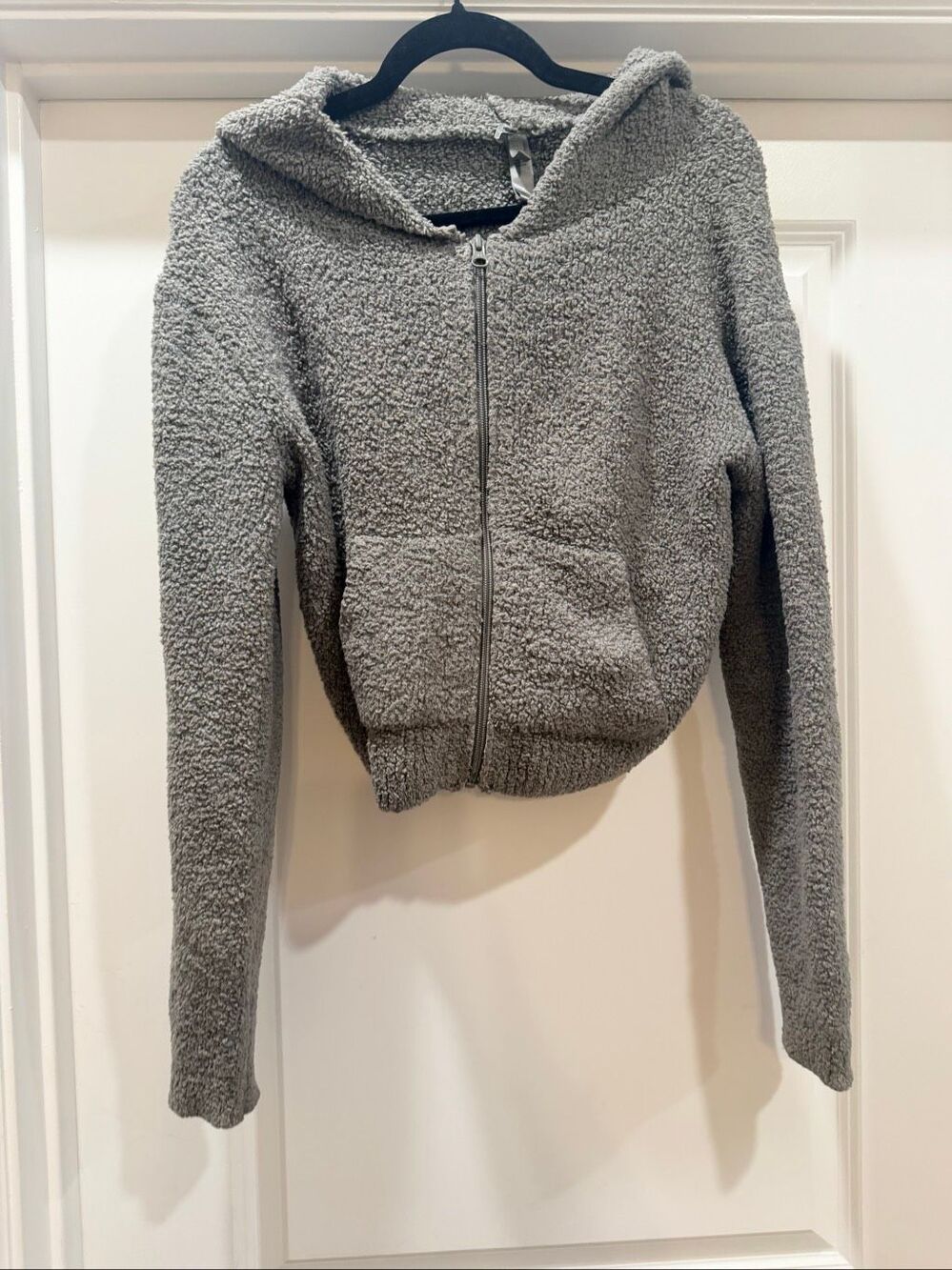 SKIMS Cozy Knit Boucle Zip Up Hoodie Gray Soft Teddy Fleece Jacket Size S/M